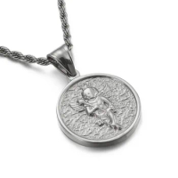 Fashionable 316L stainless steel little angel ring pendant, versatile unisex titanium steel necklace