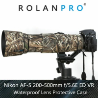 ROLANPRO Lens Camouflage Coat Rain Cover for Nikon AF-S 200-500mm f/5.6E ED VR Lens Protective Case Nylon Waterproof Lens Coat