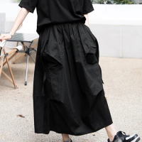 XITAO Irregular Big Pocket Patchwork Skirt Fashion Trend All-match Women Summer New Folds Simplicity Skirt LYD1865