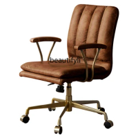 Light Luxury Leather Office Gaming Chair Home Comfortable Computer Study Backrest Lifting Boss Swivel Chair
