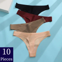 Giczi 10PCS/Set Women's Panties Female Thongs Sports Breathable Underwear Sexy Lingerie Comfortable G-Strings Underpants T-Backs