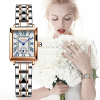 LIGE Roman Ladies Watch Fashion Square Women Watches Top Brand Luxury Quartz Stainless Steel Waterproof Wrist Watch Montre Femme