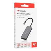 VERBATIM ESSENTIALS 32157 6 合 1 TYPE-C 轉 4K HDMI/TYPE-C PD/USB 3.2 X3/LAN 6 連接埠集線器 (V278)