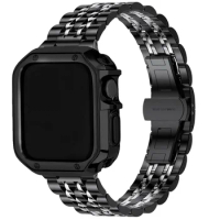 Stainless Steel Strap &amp; TPU Protector Case for Apple Watch Ultra Band 49mm 45mm 44mm 41mm 40/38 Metal Bracelet Series 5 6 Se 7 8