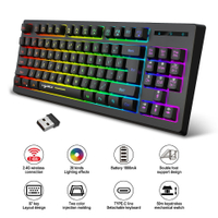 私模87鍵無線2.4G薄膜鍵盤RGB混彩背光keyboard