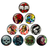 24pcs/lot Punk Skull Skeleton Round Glass Cabochons 10/12/14/16/18/20/25mm DIY Jewelry Making Findings &amp; Components H191