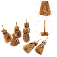 1PCS Dust Removal Broom Wicca Celtic Pentagram Mini Witch Broom Witchcraft Accessories Raw Crystal Wicca Altar Broom