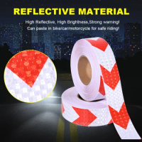 5cm*50m Arrow Printing Reflective Conspicuous Tape Waterproof White-Red Self-adhesive Reflector Safety Warning Sticker For Truck