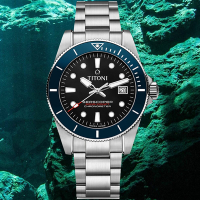 TITONI 梅花錶 Baby Seascoper 300 天文台認證陶瓷圈潛水機械錶-銀x藍 83300 S-BE-706