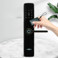 Wifi smart digital electric keyless biometric fingerprint hotel door knob lock work with smartlife