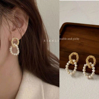 【จัดส่งทันที】 ♩（พร้อมส่งทีไทย) ต่างหูมุกรุ่น Han น้ำสะอาดมุกดีไซน์สวยงาม 925 ลวดลาย Stencils♚