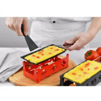 Non-stick Cheese Fondue Set Wooden Handle/ Steel Handle Baking Pan, Plastic Spatula, Stove, Candle Heating Cheese Tray Egg Pan