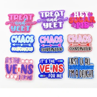 10PCS Chaos Coordinator Treat and Yeet Glitter Acrylic Charms Pendant Fit DIY ID Card Badge Holder Jewelry Making Hospital Gift