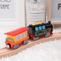 Electric Small Train Toys Set Magnetically Connected Grow Magnetic Rail Train Compatible With Wooden Track Christmas Gift Toys