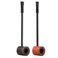 Portable Ebony Wood Pipe Bent Smoking Pipe Tobacco Pipe Filter Grinder Herb Wooden Pipe With Holder Cigarette Accessories
