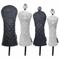 Golf Headcover Skull Driver Fairway Hybird Wood Head Cover Set PU Leather Waterproof Soft Durable Golf Woods Club Accessories