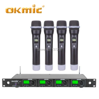 OKMIC OK-4/OK-5500 professional UHF four channels wireless system Handheld Microphone For Conference stage performance Karaoke