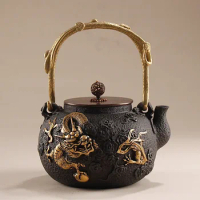 Household cast iron pot uncoated pig iron pot kungfu tea set tea boiling pot household kettle gift