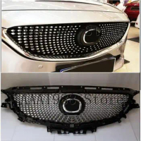 For Mazda 6 Atenza 2017 2018 2019 Car Front Bumper Upper Grille ABS Diamond Grill ABS Cover with Chrome Emblem