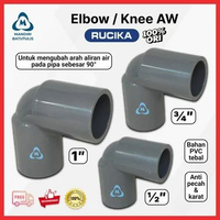 Elbow L RUCIKA AW 1/2" 3/4" 1" inch Pvc - Keni Knee Knie Kenie Belokan Pipa - Sambungan Pipa PVC 3/4
