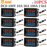 1-10PCS DC 0-100V 50A 100A Voltmeter Ammeter LED Amp voltmeter Digital Volt Meter Gauge voltmeter ampermetr 12V with Shunt