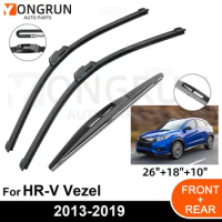 3PCS Car Wiper for Honda HR-V Vezel 2013-2019 Front Rear Windshield Windscreen Wiper Blade Rubber Accessories