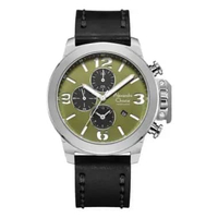 Jam Tangan AC Chronograph Pria 6280 GCL Leather / Kulit Original Garansi Resmi SILVER GREEN