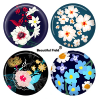 10mm 12mm 25mm 14mm 16mm 18mm 20mm 30mm Photo Pattern Round Glass Cabochons Colorful Beautiful Flowers WCC005