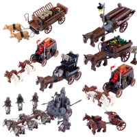 MOC Medieval Knights Soldiers Weapon Carriage Building Blocks lotr Dwarf Chario Boar Goat Animal Fig