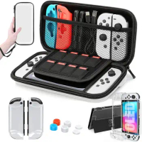 Mooroer For Nintendo Switch OLED Model Carrying Case, 9 in 1 Accessories Kit for 2021 Nintendo Switch OLED Model