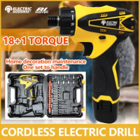 Electric Goddess 12V Electric Screwdriver Drill Impact Driver Adjust Torque Drill Accessory set With 2000mAh Battery Power Tools