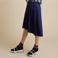 【Qiruo 奇若名品】專櫃藍色經典褲裙2220C 前短後長設計(M-2XL)
