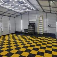 Kepingan lantai garaj anti-gelincir 400×400×18 mm, PP berinterlock (modular), untuk bengkel dan gara