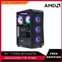 MXZ High-Performan Gaming PC Ryzen R7 7700X RTX3070 1TB NVME Windows10 Pro Key Desktop Computer For System Unit Pc Customize Pc