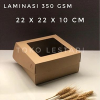 Box Kraft Coklat LAMINASI JENDELA Untuk Kotak Packing Kue Tart Roti Snack 22 x 22 x 10 CM