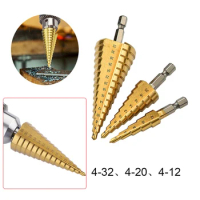 4-12 4-20 4-32mm HSS Titanium Step Drill Bit Conical Stage Drill For Metal Wood High Speed Stepped Drill Set Power Tools