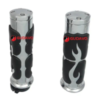 Gudavo Motorcycle Hand Grips 25.4mm/1 Inch Fire Flame Handlebar Grips With boss throttle for KAWASAKI MEAN STREAK (all MODELE)
