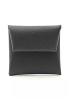 Hermes Pre-Loved Hermès Calvi coin purse Veau epsom black silver hardware B stamp