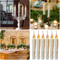 6pcs Battery Operated Flameless Led Taper Candles Lights Soft Tip Tear Christmas Decoration Flickering Led Long Candle Lights
