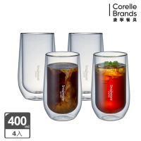 【康寧 Snapware】4入 雙層耐熱玻璃杯400ml