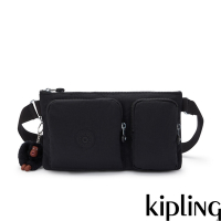 Kipling 率性曜石黑雙前袋兩用腰包肩背包-PRESTO UP
