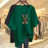 Baju Kaos Oversized Wanita / Kaos Distro Wanita Bahan Cotton Combed International ​- XL/XXL Hijau