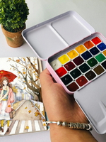 水彩顏料 溫莎牛頓歌文固體水彩分裝24色藝術家大師級單一色素管狀顏料套裝『XY24559』