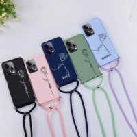 Personalised Custom Name Case for Xiaomi Redmi Note 12 4G 5G Global Lanyard Rope Silicone Case for Xiaomi Redmi Note12 Pro Plus