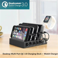 Smartphone Charging Dock Station For iPhone X XS 8 7 6 5s Stand Holder QC 3.0 Charger For Apple Watch for Apple Airpods Charger