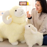 Boneka Domba Jantan JUMBO 50Cm Souvenir Aqiqah Binatang Kambing Rasfur Bulu Import Kualitas Terbaik 