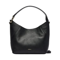 Furla Lara Small Leather Hobo Bag Black Black