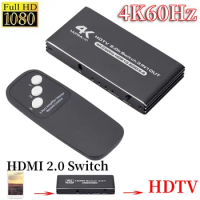 HDMI 2.0 Switch 3 in 1 Switch HDMI 4K 60Hz Switcher Selector Box HDR HDMI Switch with remote for PS5 Xbox Series X/S PS4