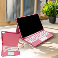 Keyboard Case For Ipad 9 Generation 10.2 Inch With Touchpad Compatible With Iphone 13 With Touchpad Cute Round Key Color