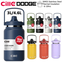 DODGE Super Big Bucket Stainless Steel Vacuum Flask Thermos Water Bottle (3L/4.6L) 304SS